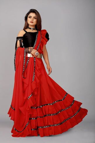 الهندي ساري ساري Frill Frill Border Border Party Wear Frill Designer الحدود الساري in Kuwait