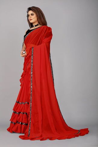 الهندي ساري ساري Frill Frill Border Border Party Wear Frill Designer الحدود الساري in Kuwait