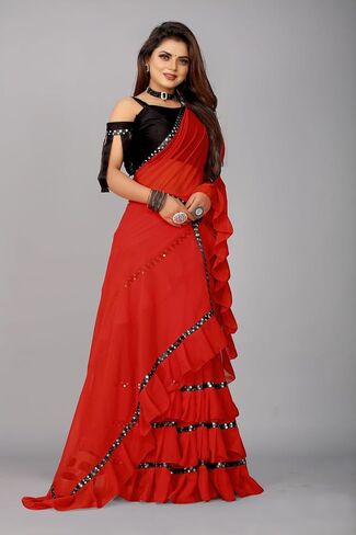 الهندي ساري ساري Frill Frill Border Border Party Wear Frill Designer الحدود الساري in Kuwait