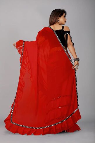 الهندي ساري ساري Frill Frill Border Border Party Wear Frill Designer الحدود الساري in Kuwait