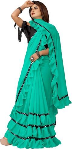 الهندي ساري ساري Frill Frill Border Border Party Wear Frill Designer الحدود الساري in Kuwait