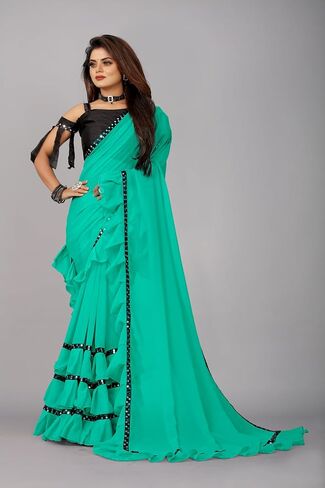 الهندي ساري ساري Frill Frill Border Border Party Wear Frill Designer الحدود الساري in Kuwait