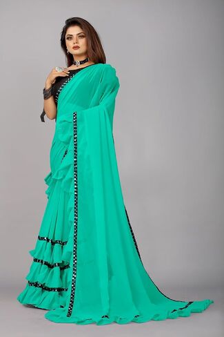 الهندي ساري ساري Frill Frill Border Border Party Wear Frill Designer الحدود الساري in Kuwait