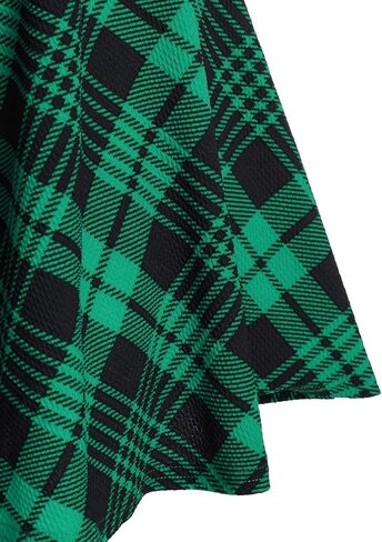 DRESSFO Women's Gothic Dress Plaid Print Lace-up Front Buckle Strap Dress Retro Empire Waist Dress Vintage 1950s Dresses in Kuwait