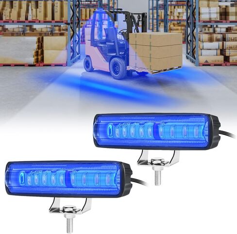LED Forklift Safety Light - 2 Pack Warehouse Warning Light مع قوس تصاعد قابل للتعديل للشاحنة ، مؤشر أمن AGV سطوع الأضواء (الأزرق) in Kuwait