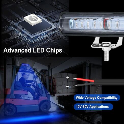 LED Forklift Safety Light - 2 Pack Warehouse Warning Light مع قوس تصاعد قابل للتعديل للشاحنة ، مؤشر أمن AGV سطوع الأضواء (الأزرق) in Kuwait