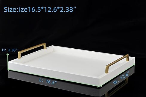 MCBZ Living Room Coffee Table Decorative Tray, Food Service Tray, Leather Ottoman Tray,with Metal Handles 16.5 x 12.6 in (Black and White Grid) in Kuwait