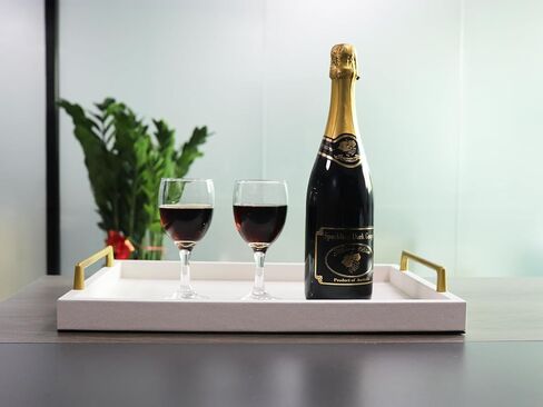 MCBZ Living Room Coffee Table Decorative Tray, Food Service Tray, Leather Ottoman Tray,with Metal Handles 16.5 x 12.6 in (Black and White Grid) in Kuwait