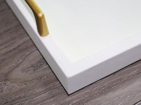 MCBZ Living Room Coffee Table Decorative Tray, Food Service Tray, Leather Ottoman Tray,with Metal Handles 16.5 x 12.6 in (Black and White Grid) in Kuwait