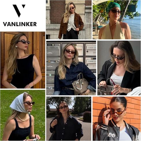 Vanlinker Retro شبه بيضاوي نظارة شمسية مستقطبة للنساء الرجال العصرية الصغيرة التسعينيات نمط خمر إطار المستطيل الضيق VL9833 in Saudi Arabia