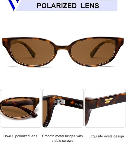 VANLINKER Retro Semi Oval Polarized Sunglasses for Women Men Trendy Small 90s Style Vintage Narrow Rectangle Frame VL9833 in Saudi Arabia