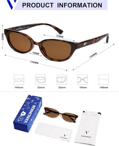 VANLINKER Retro Semi Oval Polarized Sunglasses for Women Men Trendy Small 90s Style Vintage Narrow Rectangle Frame VL9833 in Saudi Arabia