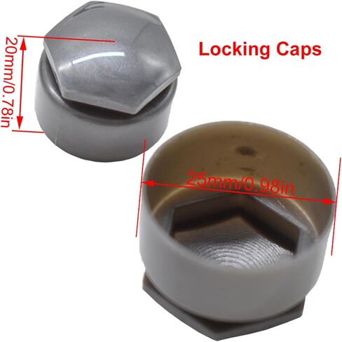 XUKEY Wheel Center Caps for Audi: 20pcs 25mm Wheel Hub Lug Nut Bolt Caps Designed for Audi A1 A2 A3 A4 A5 A6 A7 A8 Q3 Q5 TT S3 S5 S6 S8 RS3 RS4 RS5 RS6 R8 with 4 Locking Caps + Removal Tool (Grey) in Saudi Arabia