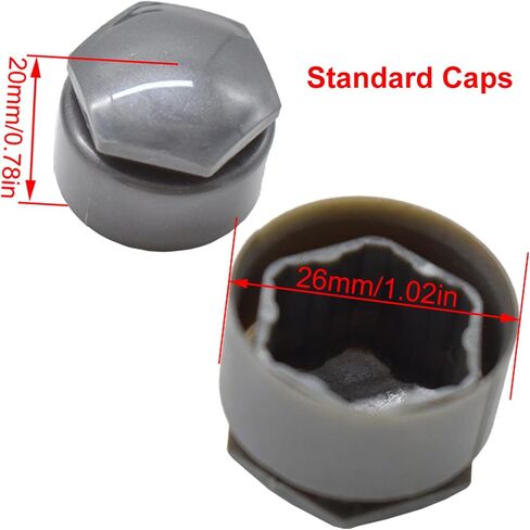 XUKEY Wheel Center Caps for Audi: 20pcs 25mm Wheel Hub Lug Nut Bolt Caps Designed for Audi A1 A2 A3 A4 A5 A6 A7 A8 Q3 Q5 TT S3 S5 S6 S8 RS3 RS4 RS5 RS6 R8 with 4 Locking Caps + Removal Tool (Grey) in Saudi Arabia