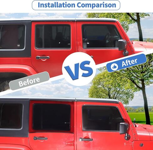 JeCar Rear Window Screen Cover Side Window Mesh Sun Shade with Storage Bag Compatible with Jeep Wrangler TJ JK JL & Gladiator JT 1997-2023, for Privacy Blackout/Bug in Kuwait