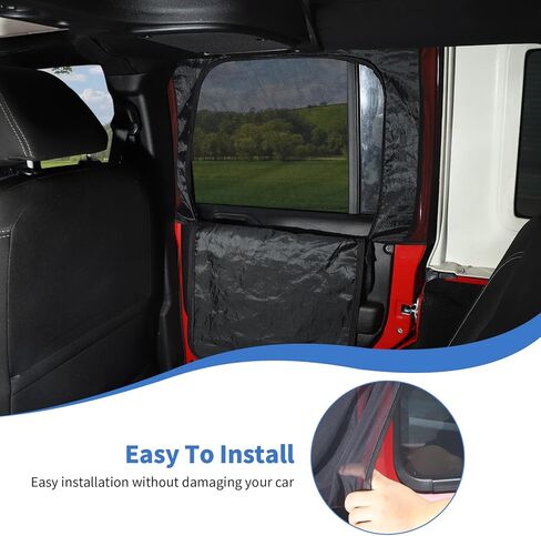 JeCar Rear Window Screen Cover Side Window Mesh Sun Shade with Storage Bag Compatible with Jeep Wrangler TJ JK JL & Gladiator JT 1997-2023, for Privacy Blackout/Bug in Kuwait