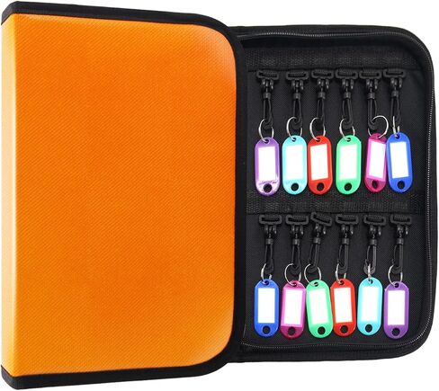 Zippered Key Organizer with 12 Key Hooks & Tags Key Storage，Landlord Zipper Key Binder，Fireproof & Waterproof Key Case for Rental Management Real Estate Sales Hotel Executives and Car Service in Saudi Arabia