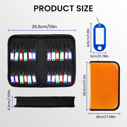 Zippered Key Organizer with 12 Key Hooks & Tags Key Storage，Landlord Zipper Key Binder，Fireproof & Waterproof Key Case for Rental Management Real Estate Sales Hotel Executives and Car Service in Saudi Arabia