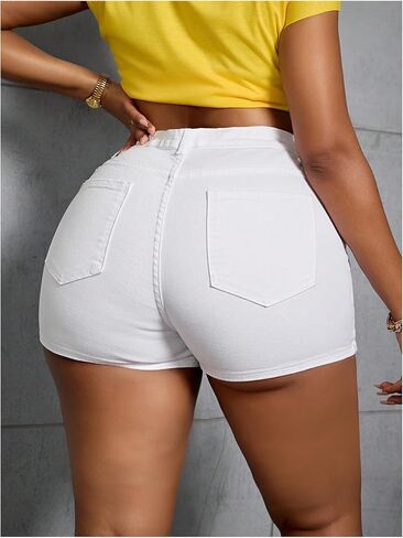 Floerns Women's Plus Size High Waisted Mini Jean Skort Stretchy Denim Skirt Shorts in Saudi Arabia