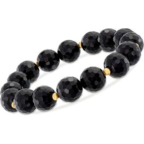 Ross-Simons 10mm Gemstone Bead Stretch Bracelet with 14kt Yellow Gold