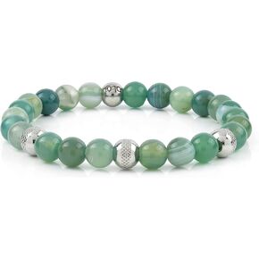10:10 Elastic Bracelet for man and woman With Natura Stones Diameter 8 mm, Stainless Steel Spheres Very Durable Elastic Bracelet. Made In Italy…