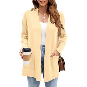 Newchoice Womens خفيفة الوزن الأكمام طويلة الأكمام مع جيوب غير رسمية ناعمة مفتوحة السترة السترة كارديجان