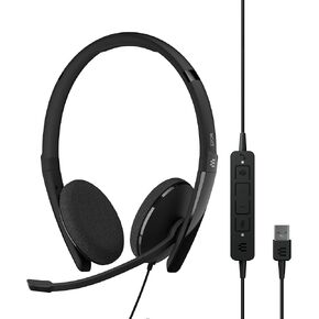 اي بي او اس | سينهايزر ادابت 160T USB II (1000901) - سماعة سلكية مزدوجة الجوانب - اتصال USB، معتمدة من ام اس تيمز، يو سي محسن - صوت ستيريو فائق - راحة معززة - تحكم في المكالمات - اسود