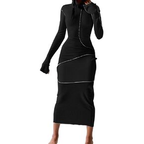 Sexy Hoodie Dress for Women Long Sleeve Bodycon Sweatshirt Dress Casual Maxi Dresses