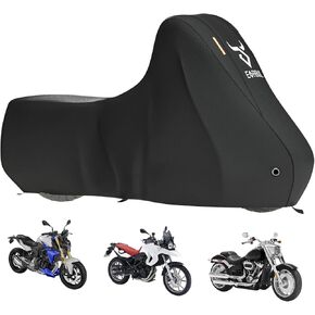 Motorcycle Cover Waterproof Heavy Duty 420D Outdoor Motorbike Sun Cover with Reflective Stripes Compatible with Harley Heritage Softail Classic and up to 98’’ Most Motorcycle (Without Side Box)