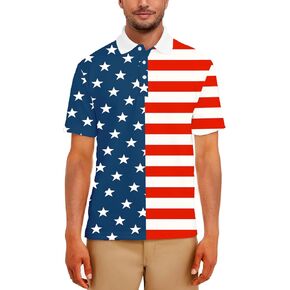 Aobute Mens Pintriotic Polo 4 يوليو قمصان الجولف القمصان American Activewear Tops