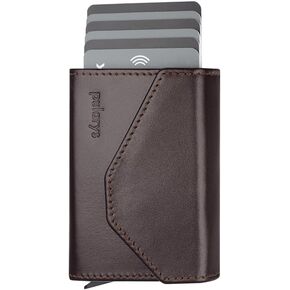 Pularys Mini Wallet Raven - Case MultiFunckion Credit Card - جلود إيطالية - حظر RFID - الحجم: 6.5 × 10 × 2.5 سم - مساحة تصل إلى 7 بطاقات - تصميم كلاسيكي