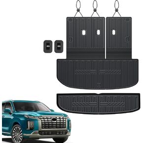 Cargo Mat with Backrest Mats for 2020-2024 2025 Hyundai Palisade 7/8 Seat Accessories, All-Weather Cargo Liner Trunk Mat for Palisade Calligraphy Car Mat Accessories