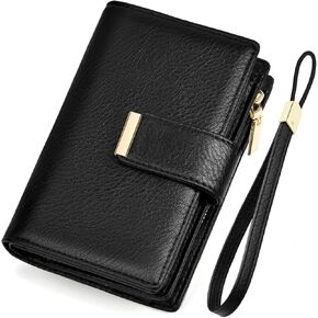BKNOOU Small Wallets for Women RFID Blocking Leather Wallet Ladies Wallet Card Holder Compact Bifold Wallet with Coin Pocket (Dark Pink)
