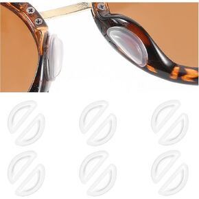 6 Pair Eye Glasses Nose Pads, Adhesive Glasses Nose Grips Non Slip, Silicone Nose Pads for Eyeglasses, Eye Glasses Nose Bridge Cushion, Anti Slip Glasses Nose Pad Replacement (Clear, 3 mm)