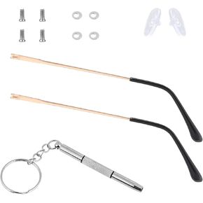 Glasses Arm Replacement Metal Eyeglass Legs Replacement TR90 Eyeglasses Repair Legs Gold Sunglasses Arm Glasses Temple Eyewear Frame Temple Accessory (Double Teeth)