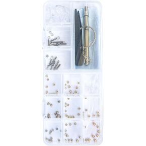 Eyeglass Repair Kit, Glasses Screws Kit and Nose Pads 1.2mm and 1.4mm Glasses Spring Insert Eyeglasses and Sunglasses Repair
