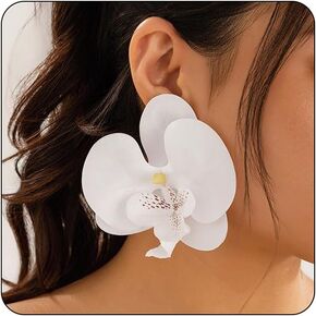 Bethynas كبيرة الفراشة أوركيد زهرة المسمار أقراط الاصطناعية phalaenopsis الأزهار الأزهار الأزهار المتدلية قطرة الزفاف شاطئ الحزب المجوهرات للنساء