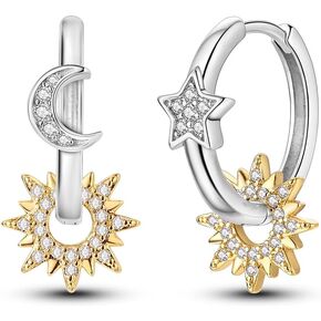 925 Sterling Silver Hypoallergenic Dangle Earrings with Colorful Cubic Zirconia | Trendy Square Huggie Design for Everyday & Special Occasions