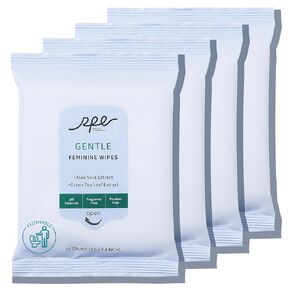 Large Feminine Wipes for Women, pH Balanced Soft Gentle Soothing Unscented Flushable Personal Hygiene Wipes for Intimate Period Care Portable to Go Sensitive Sanitary Wipes Travel (10ct, Pack of 4)