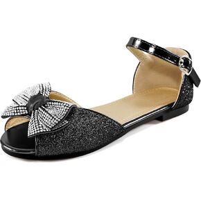Aomigoct Girls Dress Shoes Sandals : Toddler Glitter Princess Flats for Birthday Wedding Party - Little Kid School Walking Shoe