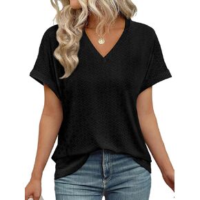 WIHOLL Womens Tops Short Summer Summer v Deck Tirts Dary Dary Lose Lough Tees Tees Cute Flowy Fashion
