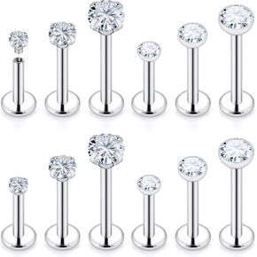 Tragus Labret Medusa Piercing Jewelry 16G Internally Threaded Stainless Steel Conch Piercing Jewelry Monroe Lip Rings Different Size Cartilage Nail Helix Earring Stud Bar Length 6mm 8mm 10mm
