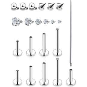 Medusa Piercing Jewelry Stainless Steel Labret Jewelry Monroe Lip Rings Different Size Tragus Nail Conch Cartilage Helix Earring Stud Bar Length 6mm 8mm 10mm 12mm