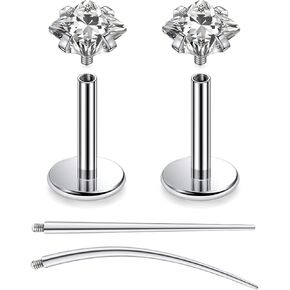 F136 Titanium 20/18/16G Internally Threaded Flat Back Stud Earrings Nose Rings Lip Labret Medusa Monroe Piercing Jewelry with Taper for Women Men