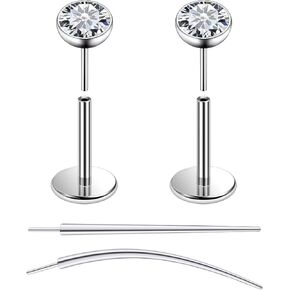 F136 Titanium 20/18/16G Threadless Flat Back Stud Earrings Nose Rings Lip Labret Medusa Monroe Piercing Jewelry with Taper for Women Men