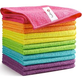 Orighty Microfiber Cleaning Cloth Pack of 12, Highly Absorbent Cleaning Supplies, Lint Free Cloths for Multiple-use, Powerful Dust Removal Clean Rags for House, Kitchen, Car Care(12x12 inch)