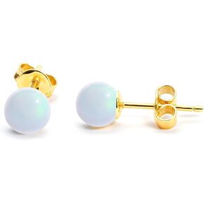 6MM Pearl Earrings for Women, Sterling Silver Freshwater Pearl Stud Earrings for Sensitive Ears, Mother's Day Gift