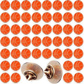 Yinkin 48 Pcs Sports Lapel Pin Cartoon Sports Lover Gift Round Metal Pin for Hat Shirt Tie Men Women Brooches Accessories Charm Decoration(Basketball)