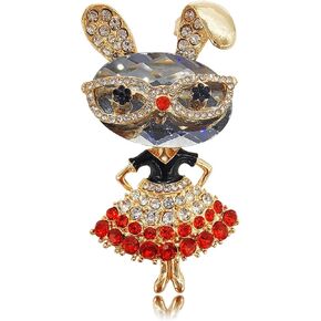 Rhinestone Rabbit Brooches for Women, Sparkling Crystal Alloy Lapel Pin, Vintage Animal Jewelry for Blazers, Sweaters, Scarves, Tote Bags - Versatile Accessories for Daily Wear, Parties, Weddings