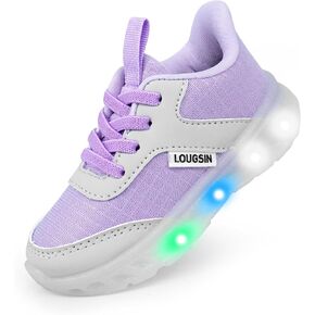 LOUGSIN Kids Light Up Sneakers LED Flashing Tennis Shoes for Boys Girls Lightweight Breathable Flooza Walking Shoes for Toddler and Little Kids
